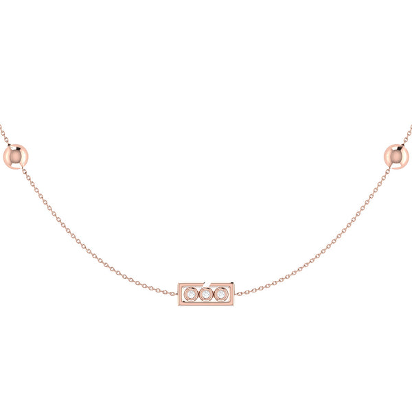Traffic Light Layered Diamond Necklace in 14K Rose Gold