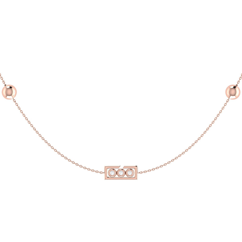 Traffic Light Layered Diamond Necklace in 14K Rose Gold