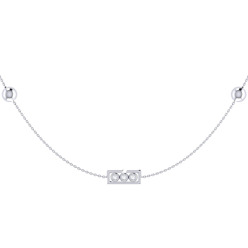 Traffic Light Layered Diamond Necklace in Sterling Silver