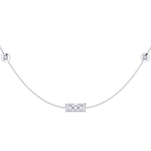 Traffic Light Layered Diamond Necklace in 14K White Gold