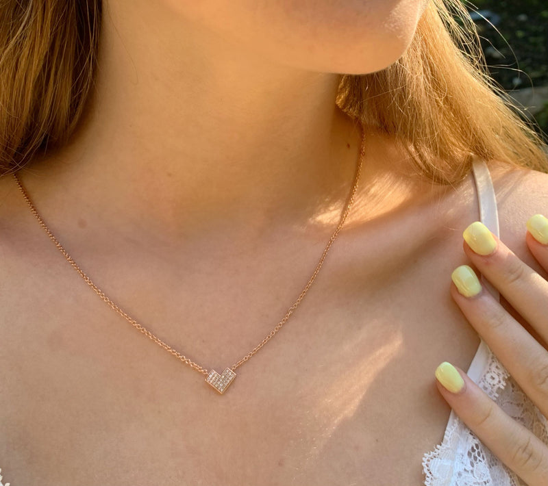 One Way Arrow Diamond Necklace in 14K Rose Gold Vermeil on Sterling Silver