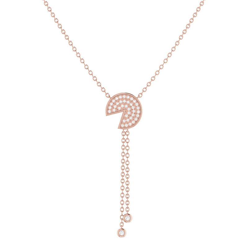 Pac-Man Candy Bolo Adjustable Diamond Lariat Necklace in 14K Rose Gold Vermeil on Sterling Silver