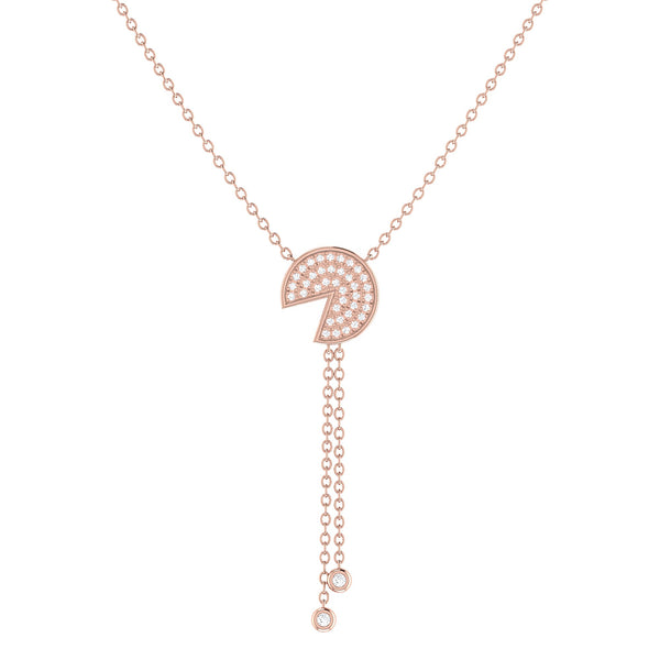 Pac-Man Candy Bolo Adjustable Diamond Lariat Necklace in 14K Rose Gold