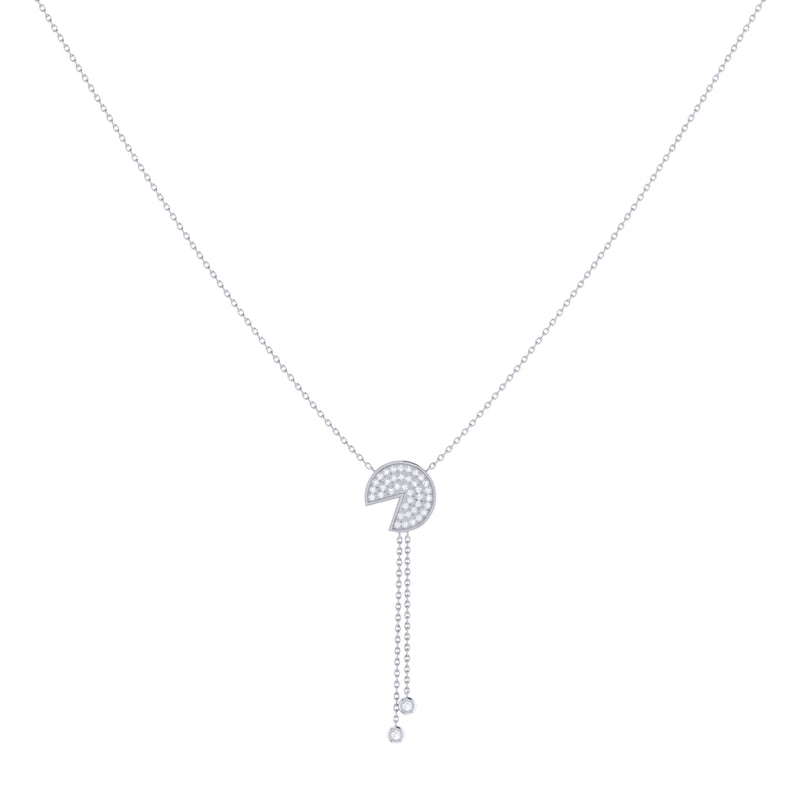Pac-Man Candy Bolo Adjustable Diamond Lariat Necklace in Sterling Silver