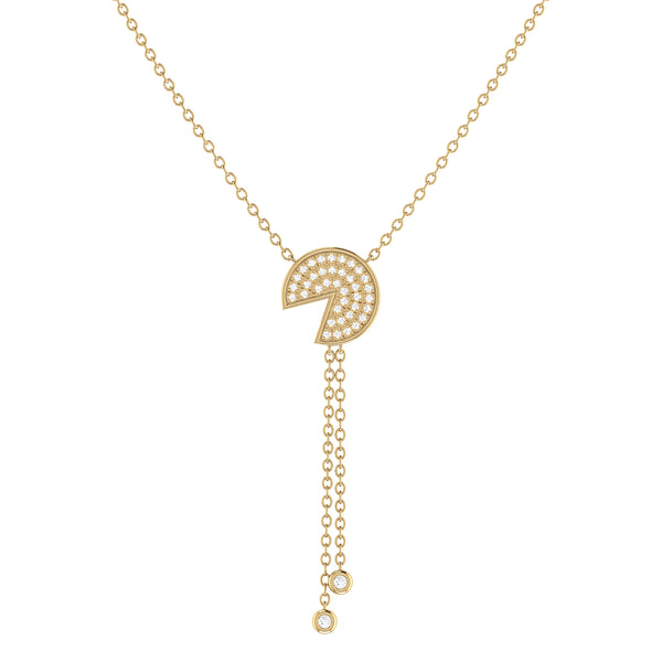 Pac-Man Candy Bolo Adjustable Diamond Lariat Necklace in 14K Yellow Gold Vermeil on Sterling Silver