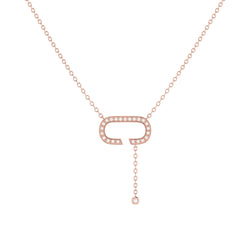 Celia C Bolo Adjustable Diamond Lariat Necklace in 14K Rose Gold