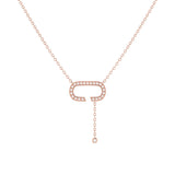 Celia C Bolo Adjustable Diamond Lariat Necklace in 14K Rose Gold Vermeil on Sterling Silver