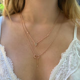 Celia C Bolo Adjustable Diamond Lariat Necklace in 14K Rose Gold Vermeil on Sterling Silver