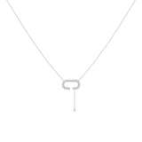 CELIA C BOLO ADJUSTABLE DIAMOND LARIAT NECKLACE IN STERLING SILVER