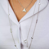 CELIA C BOLO ADJUSTABLE DIAMOND LARIAT NECKLACE IN STERLING SILVER