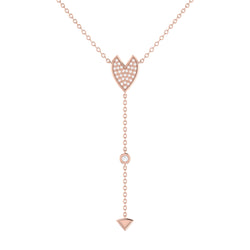 Raindrop Drip Diamond Y Necklace in 14K Rose Gold Vermeil on Sterling Silver