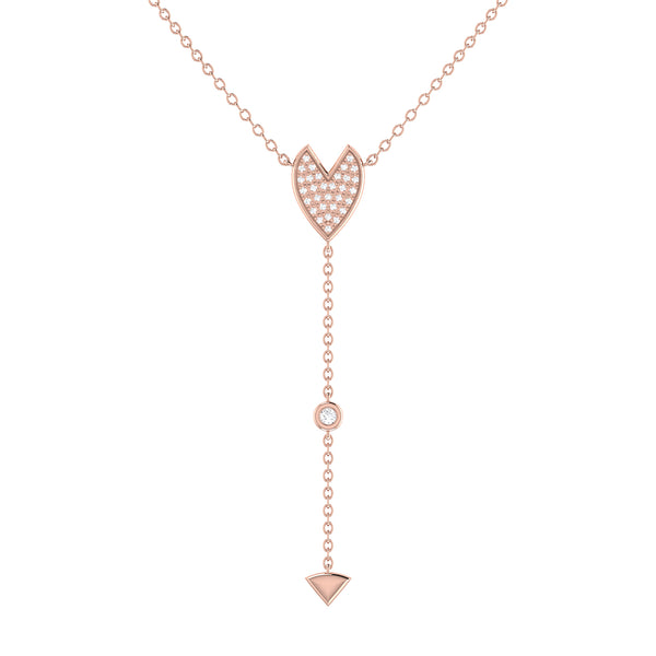Raindrop Drip Diamond Y Necklace in 14K Rose Gold Vermeil on Sterling Silver