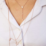 Raindrop Drip Diamond Y Necklace in 14K Rose Gold Vermeil on Sterling Silver