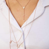 Raindrop Drip Diamond Y Necklace in 14K Rose Gold