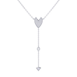Raindrop Drip Diamond Y Necklace in Sterling Silver