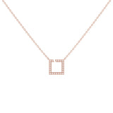 Street Light Diamond Square Necklace in 14K Rose Gold