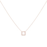 Street Light Diamond Square Necklace in 14K Rose Gold