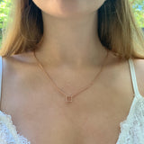 Street Light Diamond Square Necklace in 14K Rose Gold