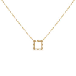 Street Light Diamond Square Necklace in 14K Yellow Gold