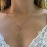 Drizzle Drip Teardrop Bolo Adjustable Diamond Lariat Necklace in 14K Rose Gold Vermeil on Sterling Silver