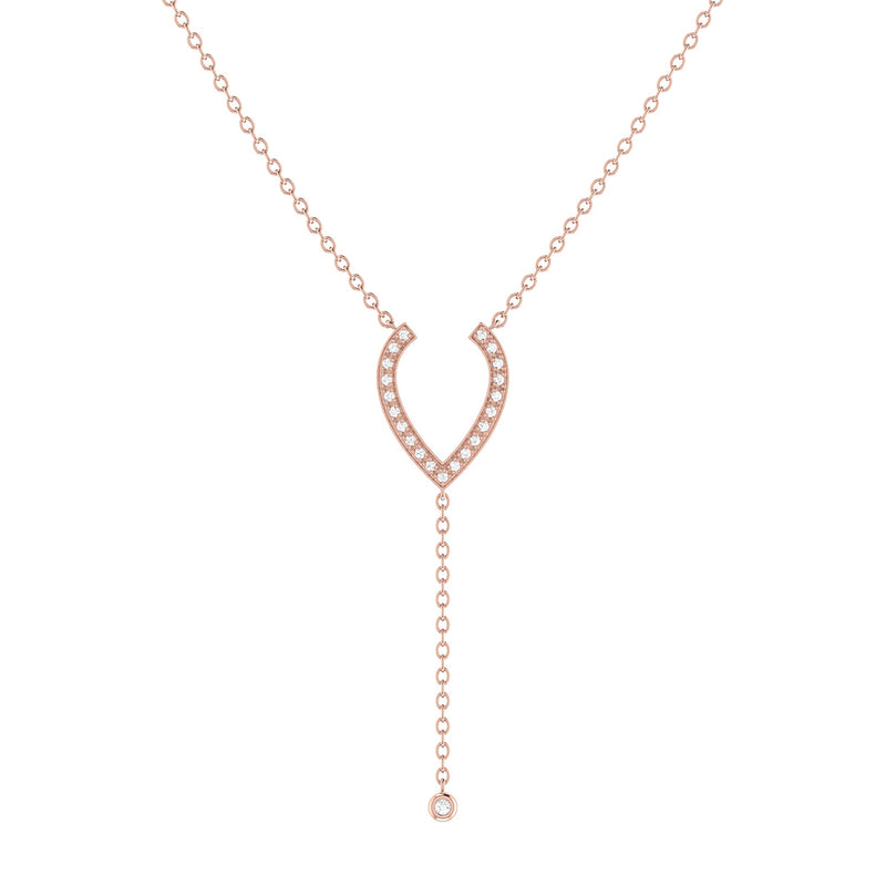 Drizzle Drip Teardrop Bolo Adjustable Diamond Lariat Necklace in 14K Rose Gold Vermeil on Sterling Silver