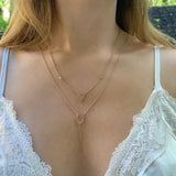 Drizzle Drip Teardrop Bolo Adjustable Diamond Lariat Necklace in 14K Rose Gold Vermeil on Sterling Silver