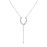 Drizzle Drip Teardrop Bolo Adjustable Diamond Lariat Necklace in Sterling Silver