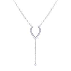 Drizzle Drip Teardrop Bolo Adjustable Diamond Lariat Necklace in 14K White Gold