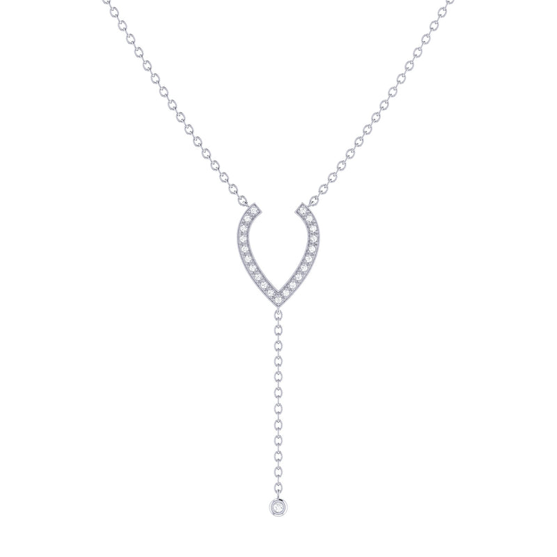 Drizzle Drip Teardrop Bolo Adjustable Diamond Lariat Necklace in 14K White Gold