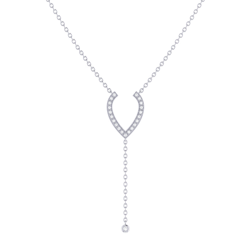 Drizzle Drip Teardrop Bolo Adjustable Diamond Lariat Necklace in Sterling Silver