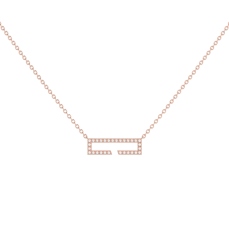 Swing Rectangle Diamond Necklace in 14K Rose Gold Vermeil on Sterling Silver