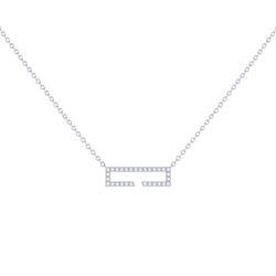 Swing Rectangle Diamond Necklace in Sterling Silver