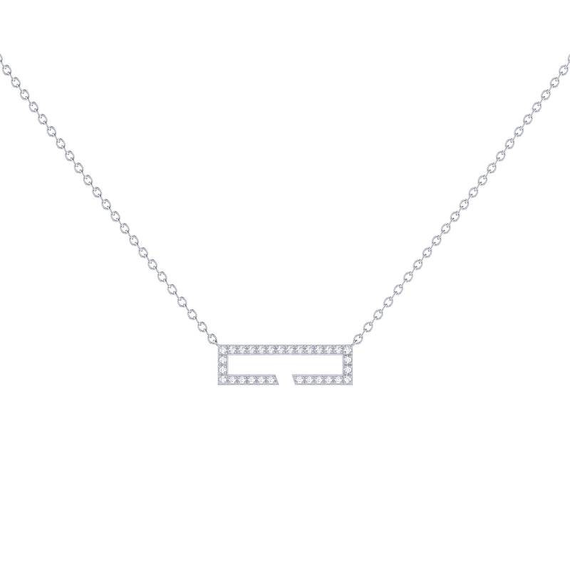 Swing Rectangle Diamond Necklace in 14K White Gold