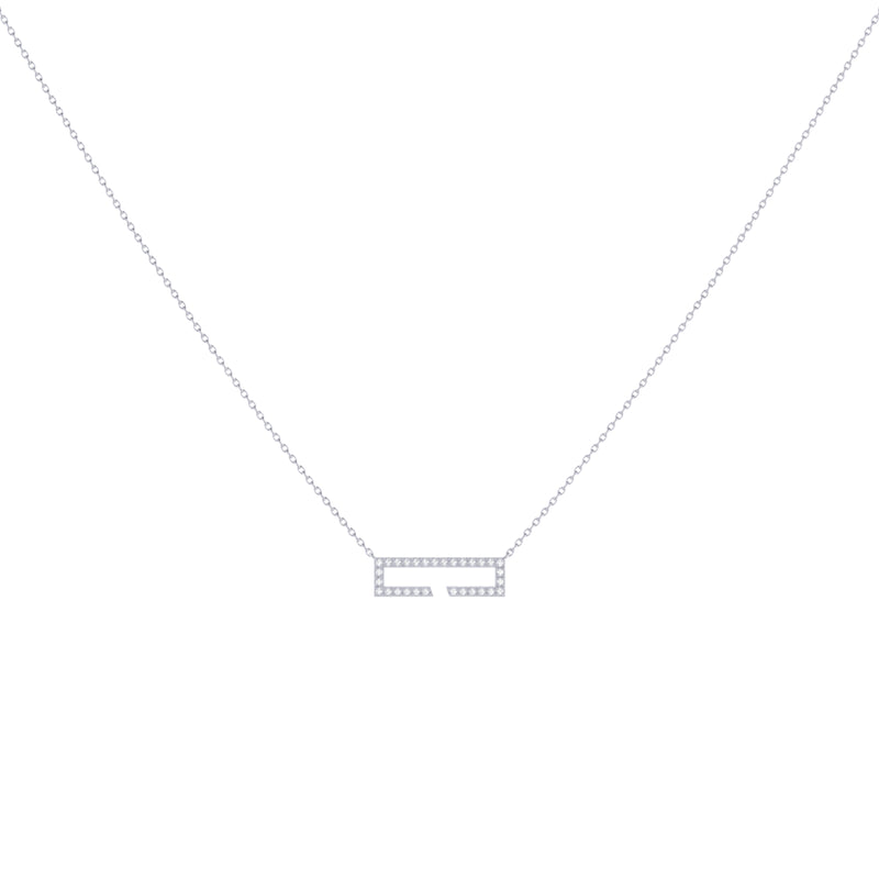 Swing Rectangle Diamond Necklace in Sterling Silver