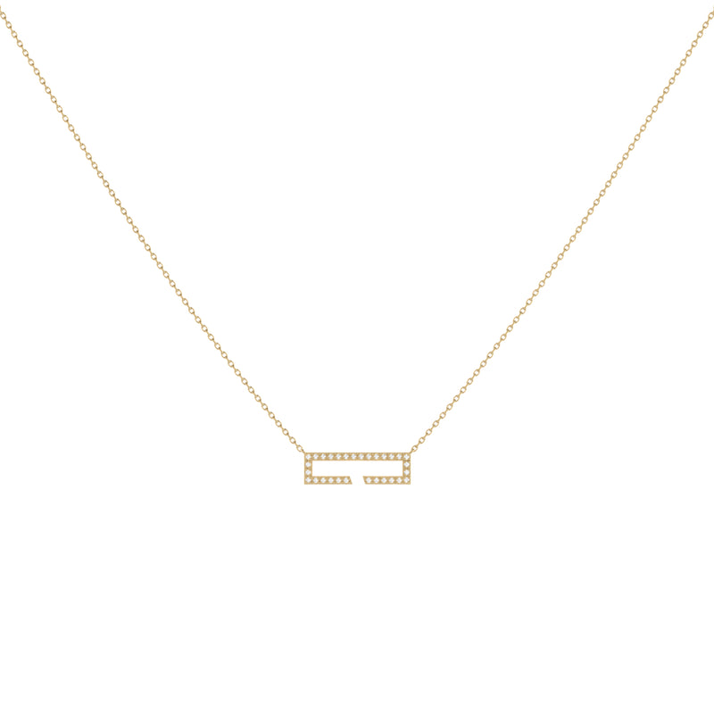 Swing Rectangle Diamond Necklace in 14K Yellow Gold Vermeil on Sterling Silver