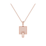 Sidewalk Square Diamond Pendant in 14K Rose Gold Vermeil on Sterling Silver