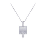 Sidewalk Square Diamond Pendant in Sterling Silver