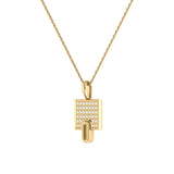 Sidewalk Square Diamond Pendant in 14K Yellow Gold Vermeil on Sterling Silver
