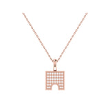 City Arches Square Diamond Pendant in 14K Rose Gold Vermeil on Sterling Silver