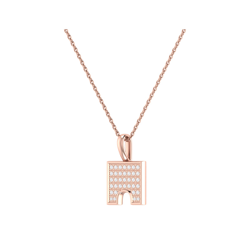 City Arches Square Diamond Pendant in 14K Rose Gold Vermeil on Sterling Silver