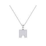 City Arches Square Diamond Pendant in Sterling Silver