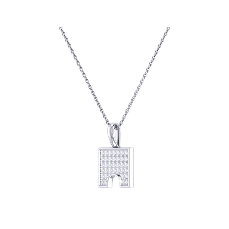 City Arches Square Diamond Pendant in Sterling Silver