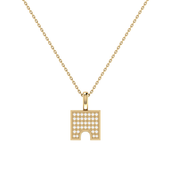 City Arches Square Diamond Pendant in 14K Yellow Gold Vermeil on Sterling Silver