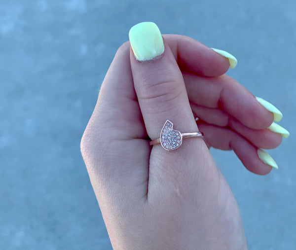 Street Cycle Open Teardrop Diamond Ring in 14K Rose Gold