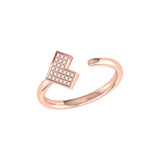 One Way Arrow Diamond Open Ring in 14K Rose Gold Vermeil on Sterling Silver