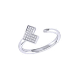One Way Arrow Diamond Open Ring in Sterling Silver