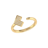 One Way Arrow Diamond Open Ring in 14K Yellow Gold Vermeil on Sterling Silver