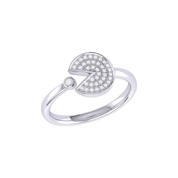 Pac-Man Candy Open Diamond Ring in Sterling Silver