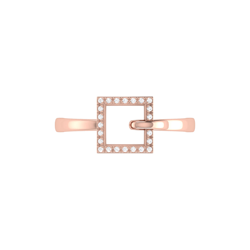 On The Block Square Diamond Ring in Sterling Silver in 14K Rose Gold Vermeil on Sterling Silver
