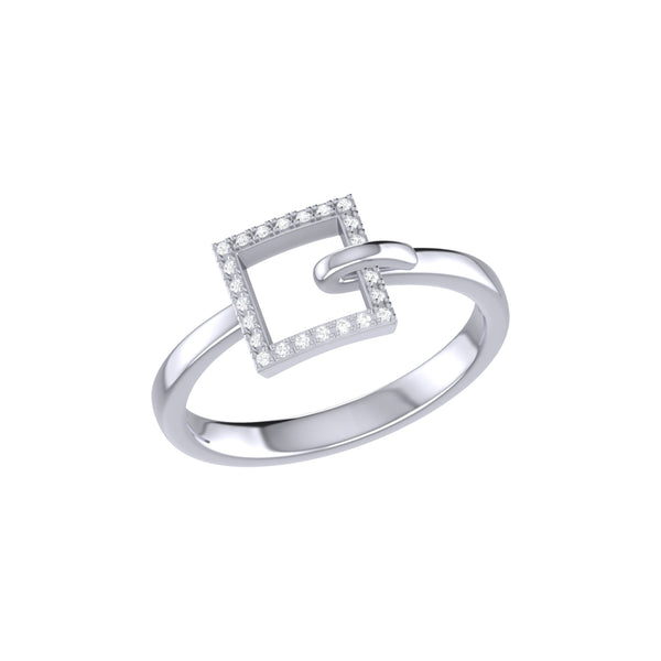On The Block Square Diamond Ring in Sterling Silver